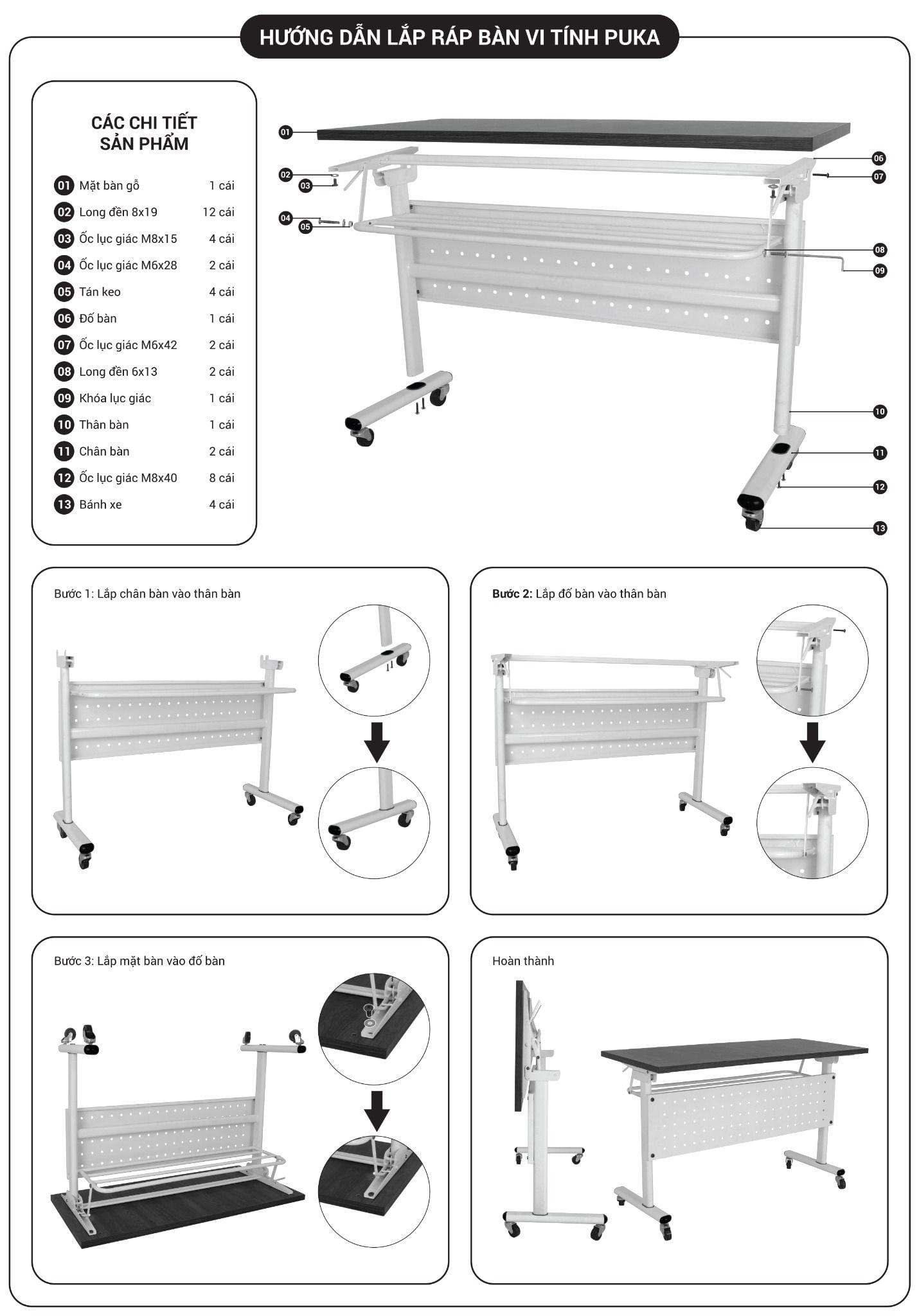  Bàn vi tính gấp gọn PUKA 