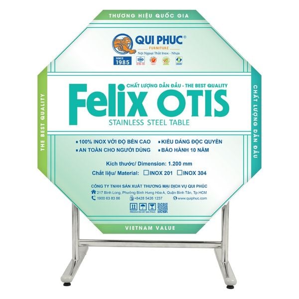 Bàn inox FELIX Otis 1m2 - Nội Ngoại Thất Inox Nhựa - Qui Phúc - quiphuc.com