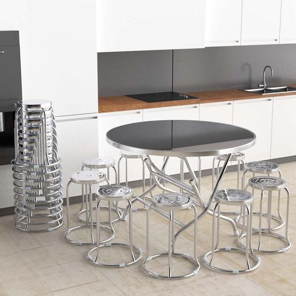 Bộ bàn tròn inox FELIX 1m4 10 ghế - Nội Ngoại Thất Inox Nhựa - Qui Phúc - quiphuc.com