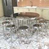  Bộ bàn tròn inox FELIX Otis 1m2 10 ghế đẩu inox 