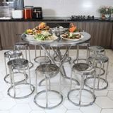  Bộ bàn tròn inox SUPER 1m2 10 ghế đôn 