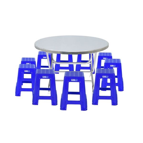 Bàn Win + 10 ghế nhựa cao Super