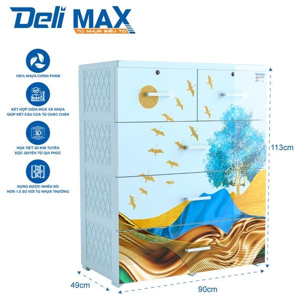 Tủ nhựa DELI MAX 4 tầng - Nội Ngoại Thất Inox Nhựa - Qui Phúc - quiphuc.com