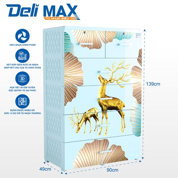 Tủ nhựa DELI MAX 5 tầng - Nội Ngoại Thất Inox Nhựa - Qui Phúc - quiphuc.com