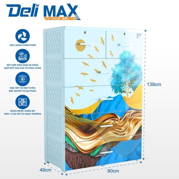 Tủ nhựa DELI MAX 5 tầng - Nội Ngoại Thất Inox Nhựa - Qui Phúc - quiphuc.com