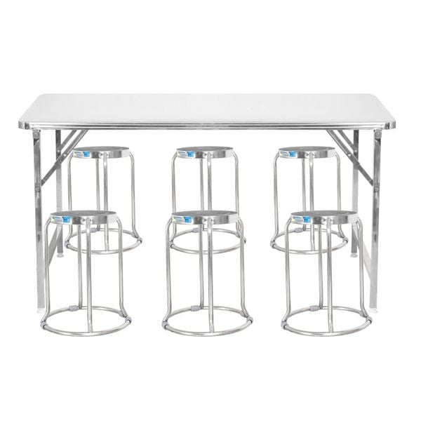 Bàn chữ nhật Felix Inno 70x120cm + 6 ghế đôn inox DONA mặt 30 phi 19 inox 201