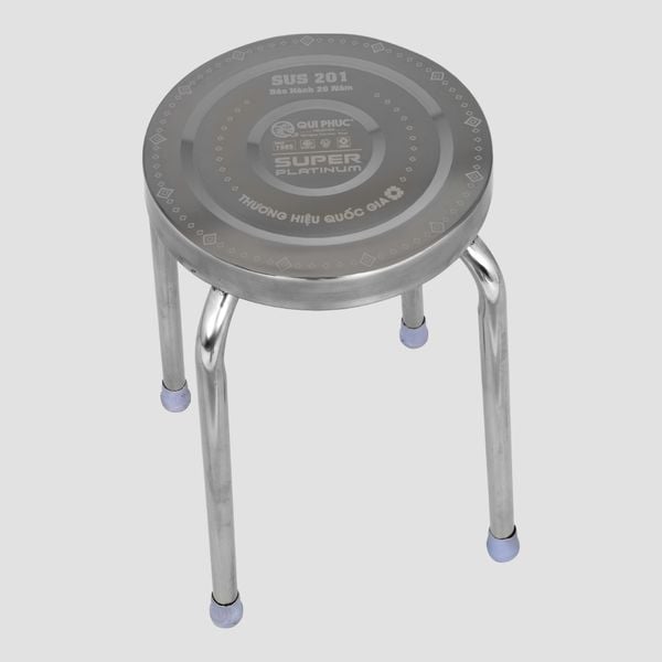 Ghế đẩu inox SUPER mặt 30 phi 25 - Nội Ngoại Thất Inox Nhựa - Qui Phúc - quiphuc.com