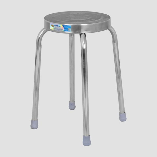 Ghế đẩu inox SUPER mặt 30 phi 25 - Nội Ngoại Thất Inox Nhựa - Qui Phúc - quiphuc.com