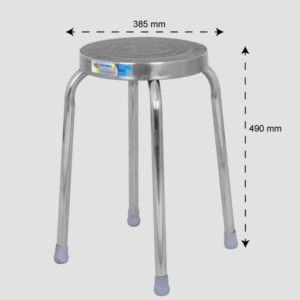 Ghế đẩu inox SUPER mặt 30 phi 25 - Nội Ngoại Thất Inox Nhựa - Qui Phúc - quiphuc.com