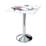  Bàn kiếng 6 tấc chân mâm 1 trụ inox 