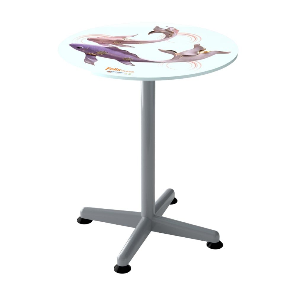  Bàn kiếng 6 tấc chân 1 trụ sắt - Xám 