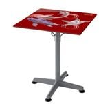  Bàn kiếng 6 tấc chân Paris 1 trụ sắt - Xám 