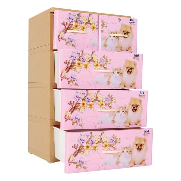 Tủ nhựa KID 4 tầng - Nội Ngoại Thất Inox Nhựa - Qui Phúc - quiphuc.com