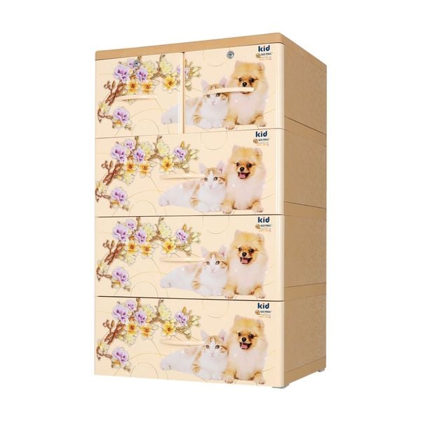 Tủ nhựa KID 4 tầng - Nội Ngoại Thất Inox Nhựa - Qui Phúc - quiphuc.com