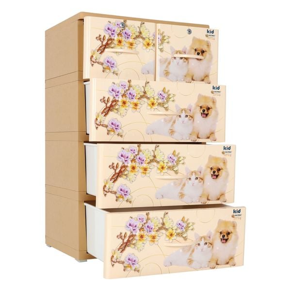 Tủ nhựa KID 4 tầng - Nội Ngoại Thất Inox Nhựa - Qui Phúc - quiphuc.com