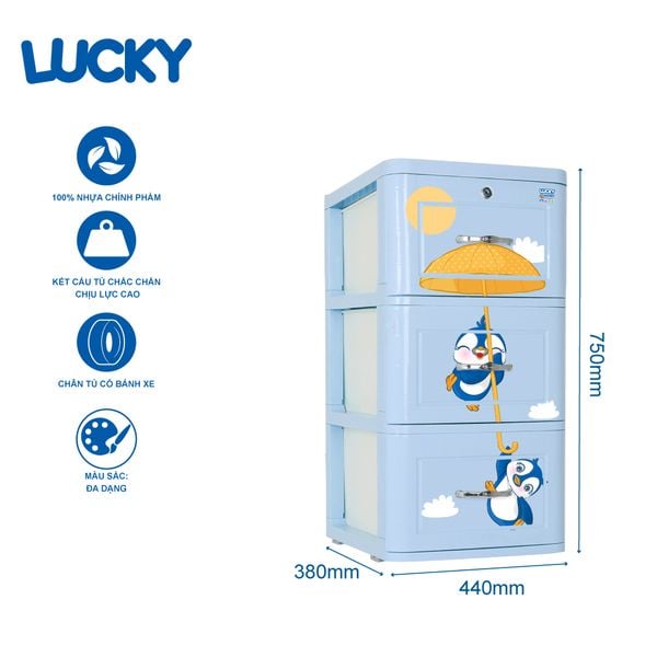 Tủ nhựa LUCKY 3 tầng - Nội Ngoại Thất Inox Nhựa - Qui Phúc - quiphuc.com