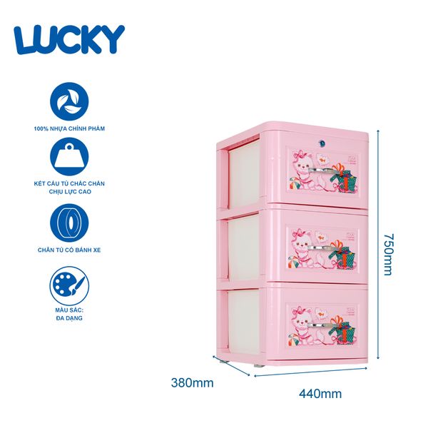 Tủ nhựa LUCKY 3 tầng - Nội Ngoại Thất Inox Nhựa - Qui Phúc - quiphuc.com