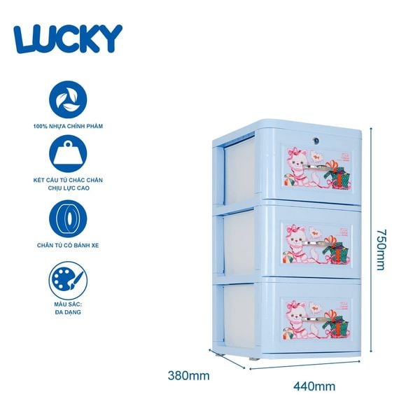 Tủ nhựa LUCKY 3 tầng - Nội Ngoại Thất Inox Nhựa - Qui Phúc - quiphuc.com