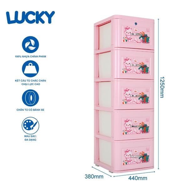 Tủ nhựa LUCKY 5 tầng - Nội Ngoại Thất Inox Nhựa - Qui Phúc - quiphuc.com