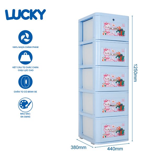 Tủ nhựa LUCKY 5 tầng - Nội Ngoại Thất Inox Nhựa - Qui Phúc - quiphuc.com