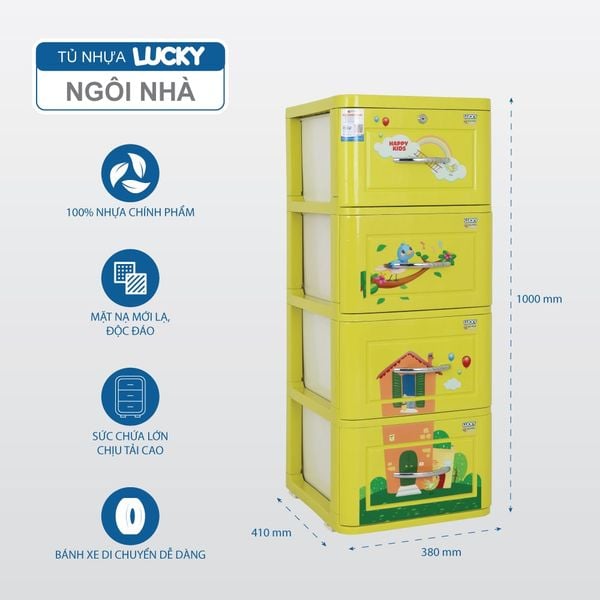Tủ nhựa LUCKY 4 tầng - Nội Ngoại Thất Inox Nhựa - Qui Phúc - quiphuc.com