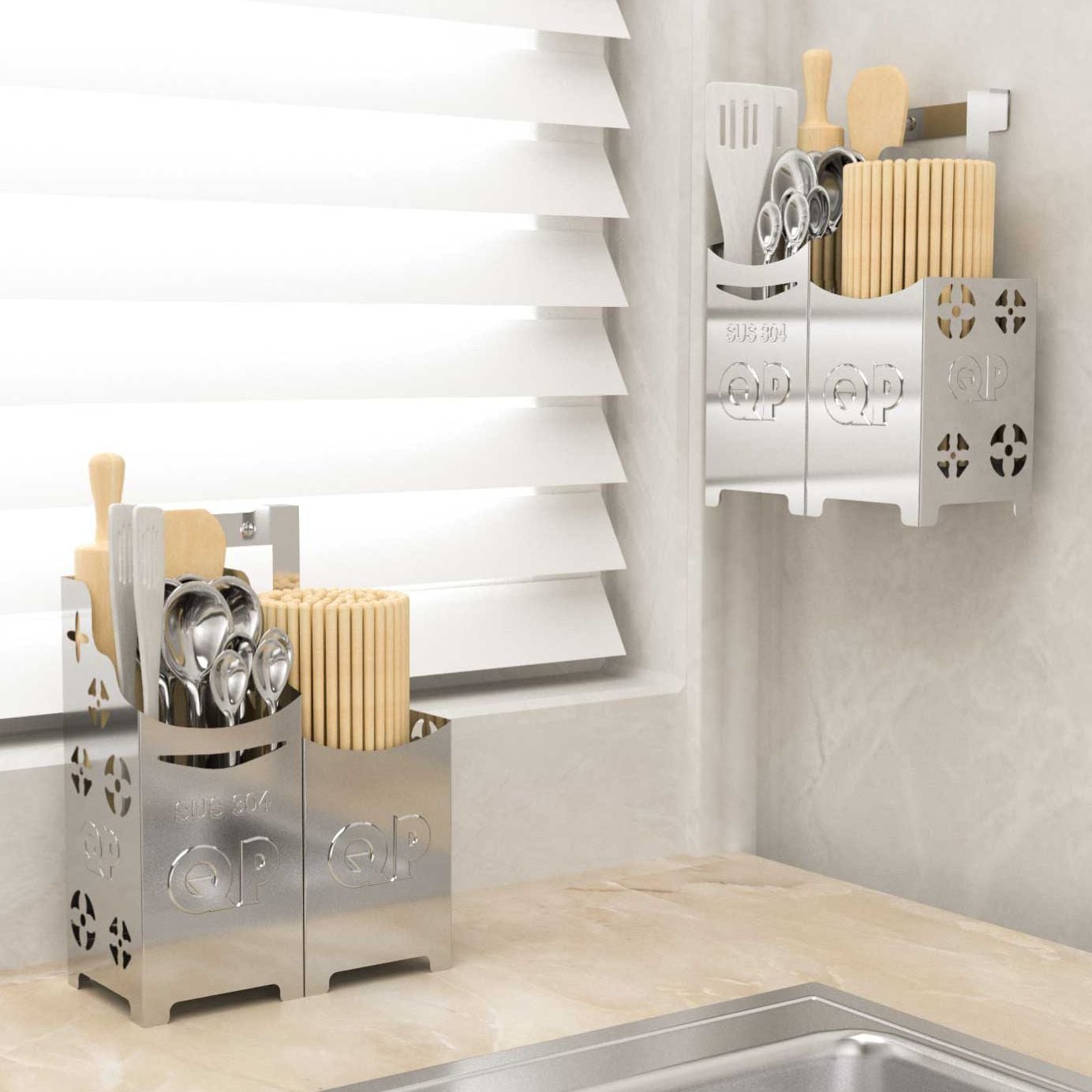  Ống đũa DELI vuông 2 ngăn inox 304 