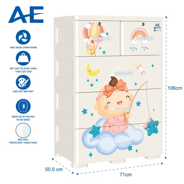 Tủ nhựa AE 4 tầng - Nội Ngoại Thất Inox Nhựa - Qui Phúc - quiphuc.com