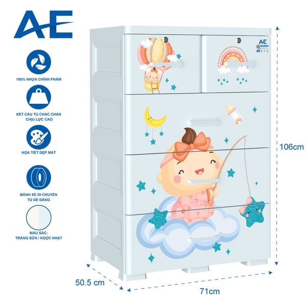 Tủ nhựa AE 4 tầng - Nội Ngoại Thất Inox Nhựa - Qui Phúc - quiphuc.com