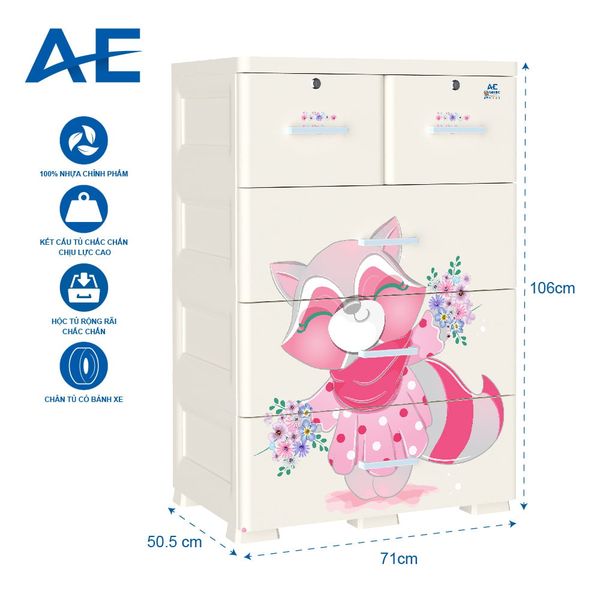 Tủ nhựa AE 4 tầng - Nội Ngoại Thất Inox Nhựa - Qui Phúc - quiphuc.com