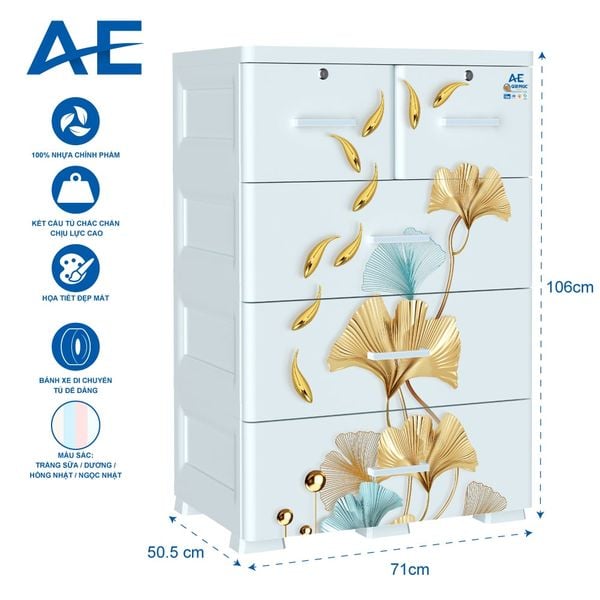 Tủ nhựa AE 4 tầng - Nội Ngoại Thất Inox Nhựa - Qui Phúc - quiphuc.com