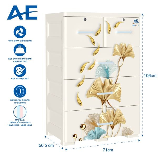Tủ nhựa AE 4 tầng - Nội Ngoại Thất Inox Nhựa - Qui Phúc - quiphuc.com