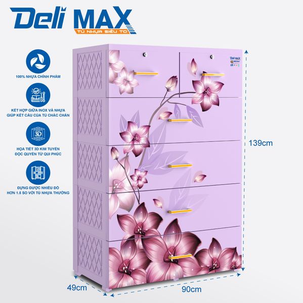 Tủ nhựa DELI MAX 5 tầng - Nội Ngoại Thất Inox Nhựa - Qui Phúc - quiphuc.com
