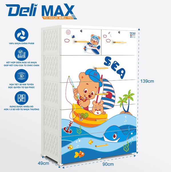 Tủ nhựa DELI MAX 5 tầng - Nội Ngoại Thất Inox Nhựa - Qui Phúc - quiphuc.com