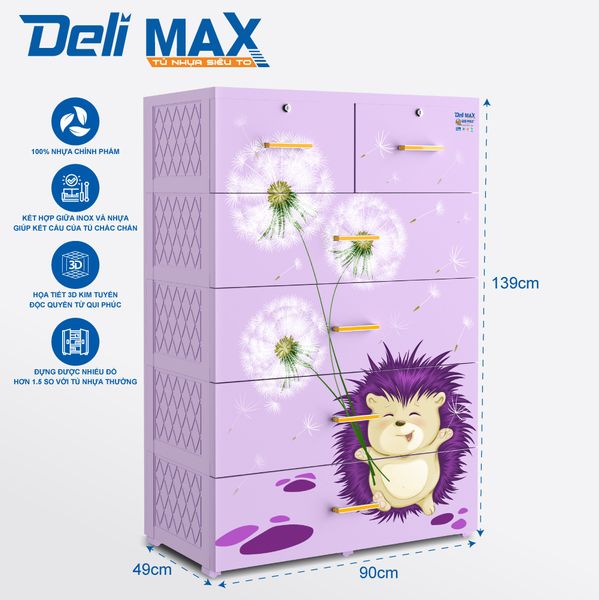 Tủ nhựa DELI MAX 5 tầng - Nội Ngoại Thất Inox Nhựa - Qui Phúc - quiphuc.com