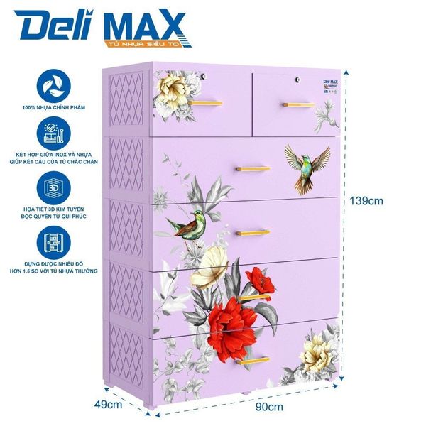 Tủ nhựa DELI MAX 5 tầng - Nội Ngoại Thất Inox Nhựa - Qui Phúc - quiphuc.com