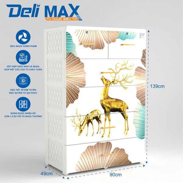 Tủ nhựa DELI MAX 5 tầng - Nội Ngoại Thất Inox Nhựa - Qui Phúc - quiphuc.com