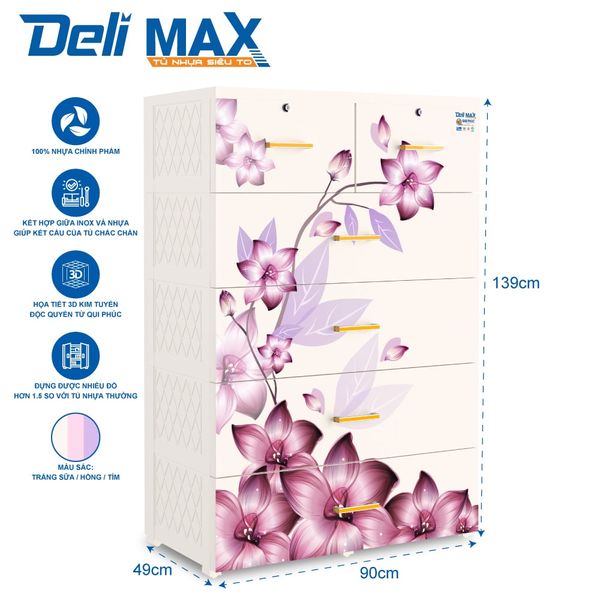 Tủ nhựa DELI MAX 5 tầng - Nội Ngoại Thất Inox Nhựa - Qui Phúc - quiphuc.com