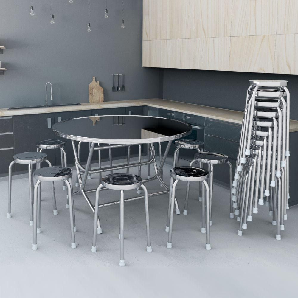  Bộ bàn tròn inox DONA cạnh vuông 1m2 10 ghế 