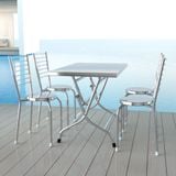  Bộ bàn inox chữ nhật DONA 700 x 1200mm 4 ghế dựa inox 