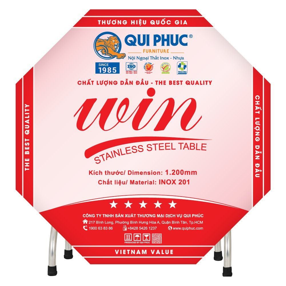  Bộ bàn tròn inox WIN 1m2 10 ghế 