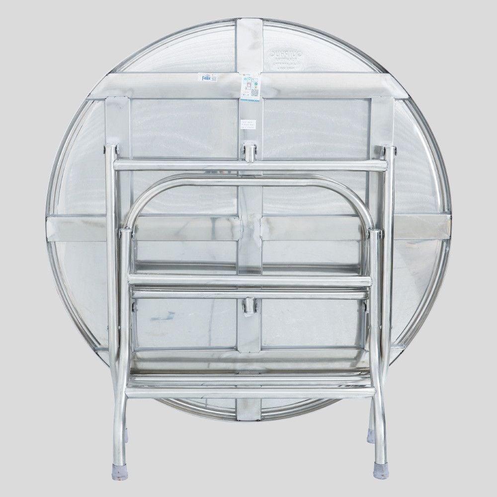  Bàn tròn inox Felix 1m2  + 10 ghế đôn inox Felix 201/ đẩu inox Felix 201 