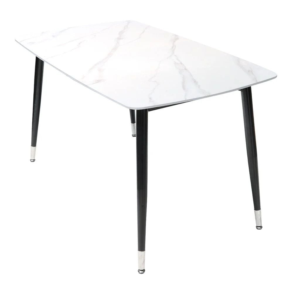  Bộ bàn CERAMIC trắng chân chữ U 6 ghế 