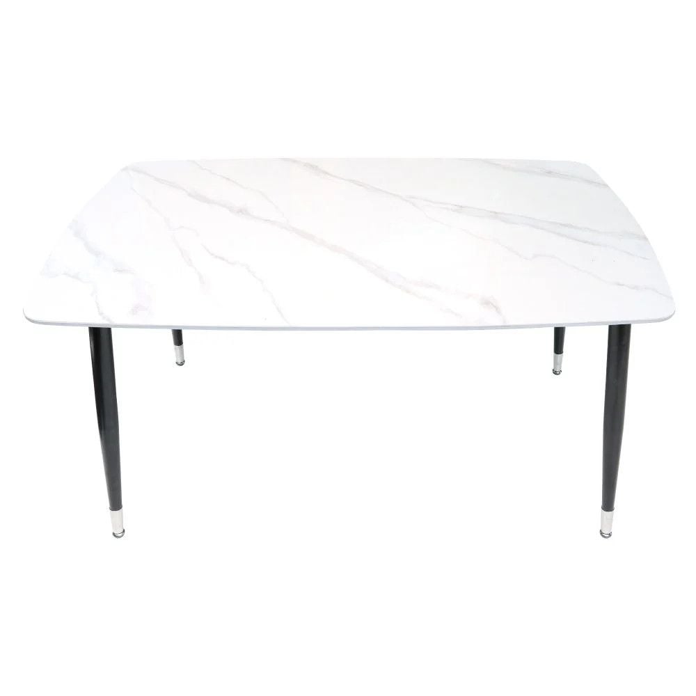  Bộ bàn CERAMIC trắng chân chữ U 6 ghế 