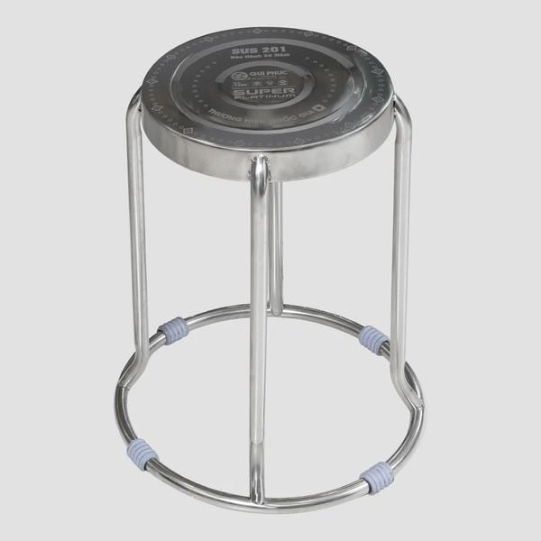Bộ bàn tròn inox SUPER 1m2 10 ghế đôn - Nội Ngoại Thất Inox Nhựa - Qui Phúc - quiphuc.com