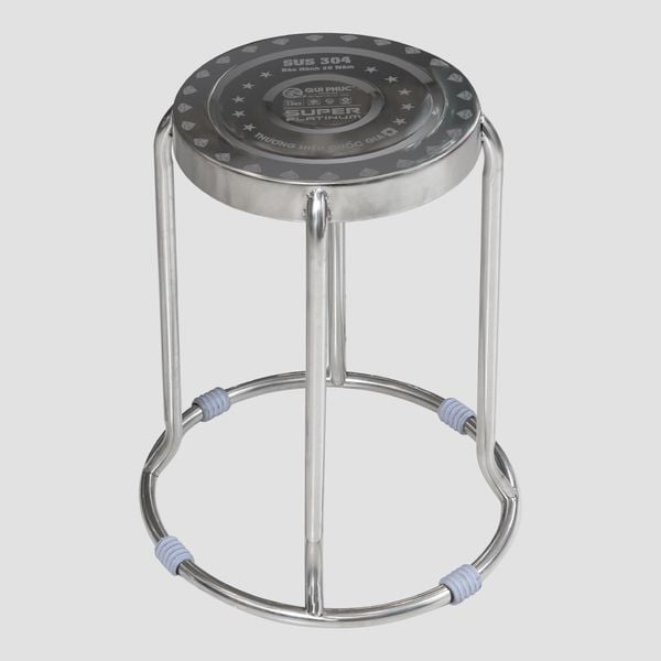 Bộ bàn tròn inox SUPER 1m2 10 ghế đôn - Nội Ngoại Thất Inox Nhựa - Qui Phúc - quiphuc.com