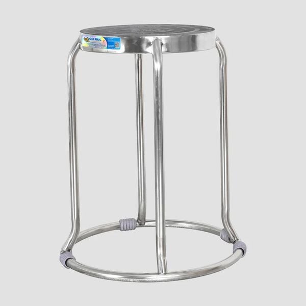 Bộ bàn tròn inox SUPER 1m2 10 ghế đôn - Nội Ngoại Thất Inox Nhựa - Qui Phúc - quiphuc.com