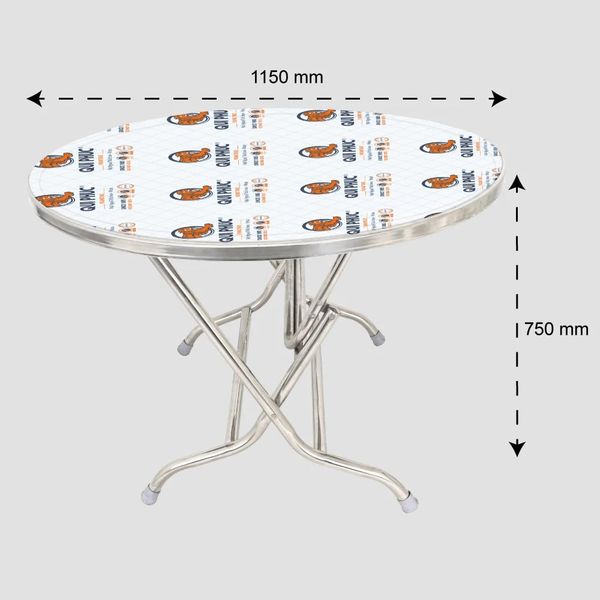 Bộ bàn tròn inox SUPER 1m2 10 ghế đôn - Nội Ngoại Thất Inox Nhựa - Qui Phúc - quiphuc.com