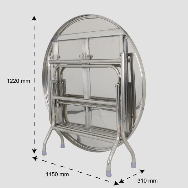 Bộ bàn tròn inox SUPER 1m2 10 ghế đôn - Nội Ngoại Thất Inox Nhựa - Qui Phúc - quiphuc.com