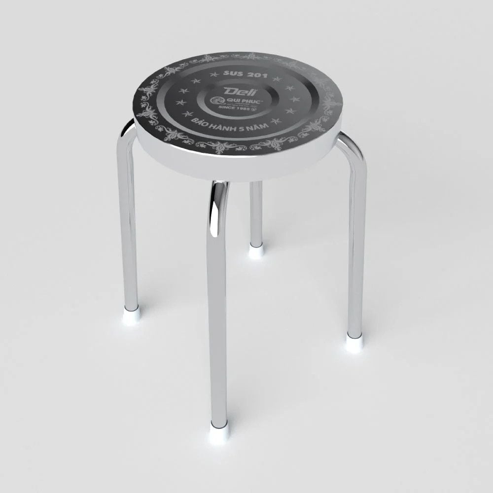  Bộ bàn tròn inox FELIX Otis 1m2 10 ghế đẩu inox 