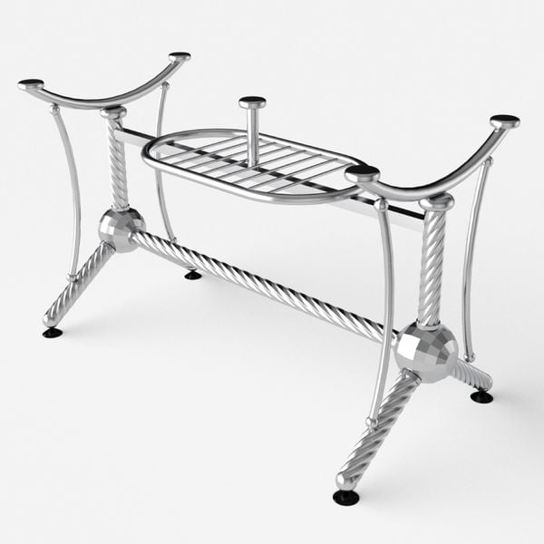 Bộ bàn kiếng chân phi thuyền/Mai đỏ - 6 ghế - Nội Ngoại Thất Inox Nhựa - Qui Phúc - quiphuc.com